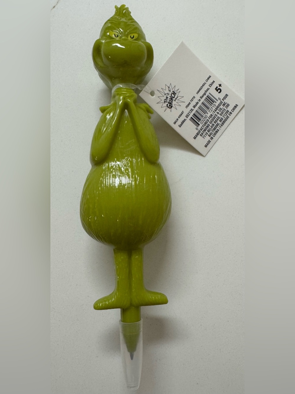 Dr. Seuss Grinch Lime Green Character Pen Christmas festive 3D large